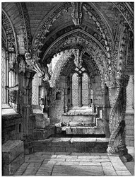Sydöstra hörnet av Lady Chapel, Rosslyn Chapel, Skottland, 1893