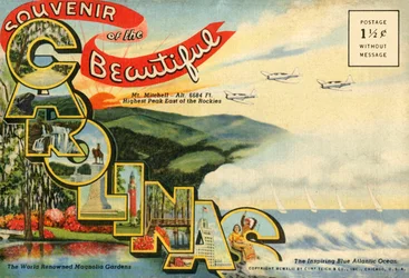 Souvenir of the Beautiful Carolinas vykort, 1942.