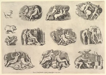 Spegel av romersk storhet: Ämnen efter antik..., utförd ca. 1550-77, tryckt efter 1577.