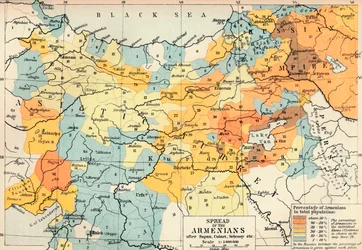Armeniens spridning efter Supan, Cuinet, Selenoy etc, c1560, 1907