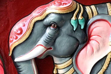 Sri Vadapathira Kaliamman hinduiskt tempel. Elefant. Singapore