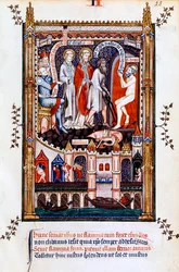 St Denis kastas in i ugnen, 1317