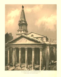 St George, Bloomsbury, Utsikt från sydost, mitten av slutet av 1800-talet.