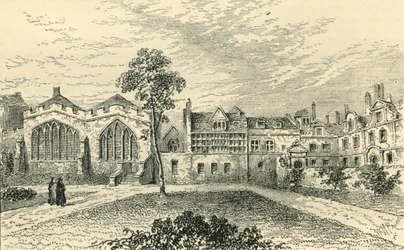 St. Helens Priory och Leathersellers Hall, c1799, c1872.