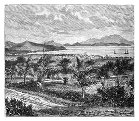 St Kitts, vy tagen från Nevis, c1890