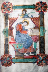 St. Matteus skriver sitt evangelium, anglosaxiskt arbete, c1062-65.