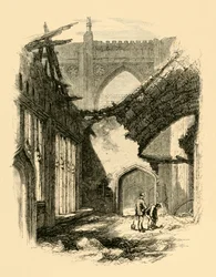 St Stephens kapell. - Interiör efter branden, 1881.