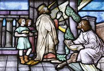 Målat glas: David och Saul, Budapest, Hongrie
