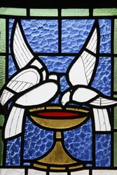 Målat glas i Beit Jala katolska seminariekyrkan, Beit Jala, ockuperat palestinskt territorium