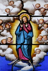 Målat glas i Saint-Louis katedral: Jungfru Maria, Blois, Frankrike