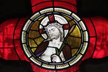Jesu målat glasfönster, St Peter och Pauls kyrka, Istanbul, Turkiet