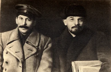 Stalin och Lenin, ryska bolsjevikiska revolutionsledare, Moskva, Ryssland, 1919