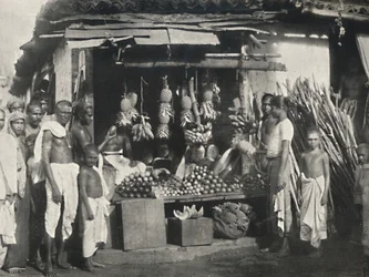 En fruktförsäljares monter i Colombo, 1926