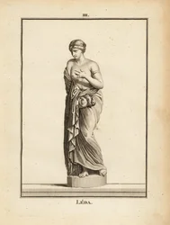 Staty av Leda, etolisk prinsessa senare drottning av Sparta, förförd av Zeus i form av en svan