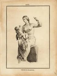 Staty av Venus Genetrix, romersk gudinna av kärlek, skönhet, sex och fertilitet, som mamma med barnet Eros