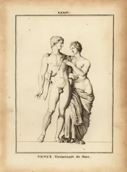 Staty av Venus Victrix med Mars, romerska gudar av kärlek och krig
