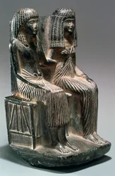 Staty av en forntida egyptisk tjänsteman och hans fru, 1200-1100-talet f.Kr