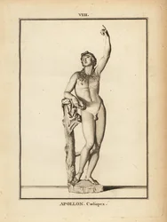 Staty av den romerska guden Apollo Coelispex, tittar på himlen
