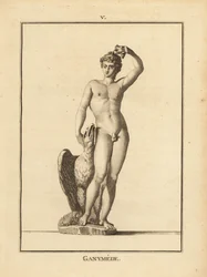 Staty av herdeungdomen Ganymedes, bortförd av Zeus, med en örn