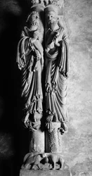 Statyer av St Peter och St Paul Anonym skulptur. Cathedrale San Salvador de Oviedo från 1200- och 1300-talet, Spanien