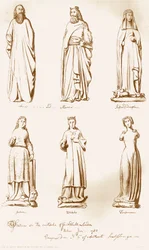 Statyer på utsidan av Guild Hall, 1783, 1886