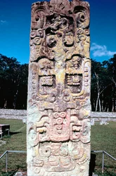 Stele B från Copan, Honduras, Pre-Columbian, Maya, c300-630