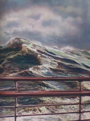 Stormy Seas of the Atlantic Ocean från modern liner, 1936
