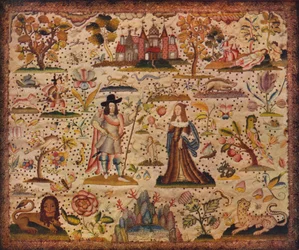 Stubbarbetspanel: figurerna Mars och Venus, c1600-talet