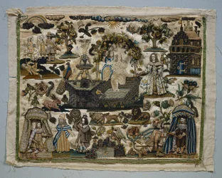 Stumpwork Panel: Story of David and Batseba, 1658.