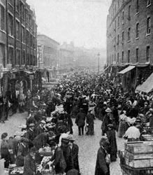 Söndagsmarknad, Wentworth Street, östra London, ca 1930-talet