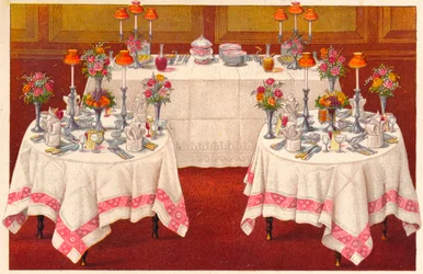 Kvällsbord med buffé, c1907.