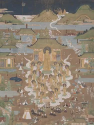 Taima Temple Mandala- Amida välkomnar Chûjôhime till västra paradiset