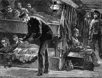 Tar pulsen på en sjuk irländsk emigrant ombord på fartyget, 1840-talet c1890