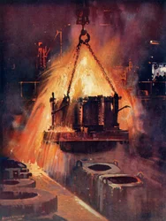 Tapping a Steel Furnace, c1930.