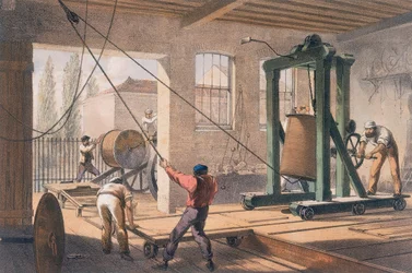 Telegrafledning vid Greenwich Works, c1865