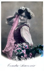 Tendre Souvenir, franskt vykort, c1900