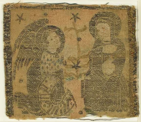 Textil med bebådelsen, italiensk, 1300-tal.