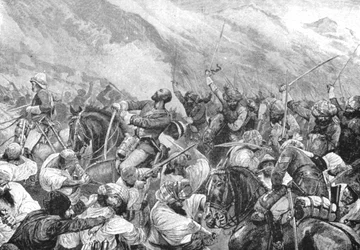 Det afghanska kriget, 1879: Major Wigram Battyes död i slaget vid Futtehabad..., 1901.