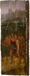 Ängeln som visar sig för herdar i bakgrunden, 1600.