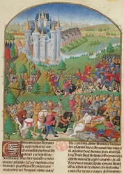 Slaget vid Auray den 29 september 1364 Miniatyr från Compillation..., ca. 1480.