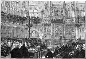 Biskopen av Peterborough talar till House of Lords, mitten av slutet av 1800-talet, 1900