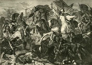 Biskopen av Ratisbon vid slaget vid Augsburg, slaget vid Lechfeld 955, 1890.