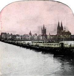 Båtbron över Rhen, Köln, Tyskland, tidigt 1900-tal