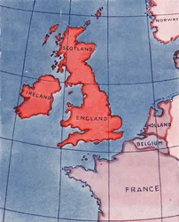 Brittiska öarna och Frankrike, Belgien och Holland vid middagstid i mitten av sommaren 1935