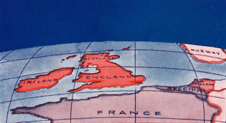 De brittiska öarna och norra Europa vid middagstid i mitten av vintern 1935