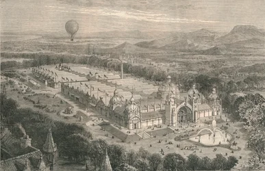 Byggnaden för den internationella industriutställningen i Edinburgh, 1886.