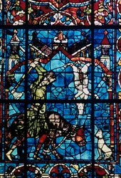 Slaktarna, målat glas, Chartres katedral, Frankrike, 1194-1260