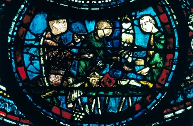 Slaktarna, målat glas, Chartres katedral, Frankrike, 1194-1260