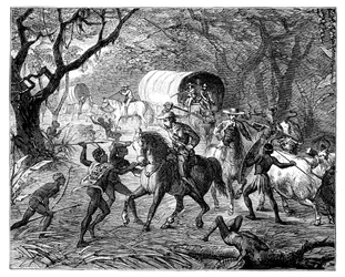 The Caffre War: Infödda attackerar en konvoj, 1800-talet