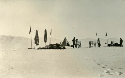 Lägret efter att ha passerat den tidigare längsta sydliga breddgraden, november 1908, 1909